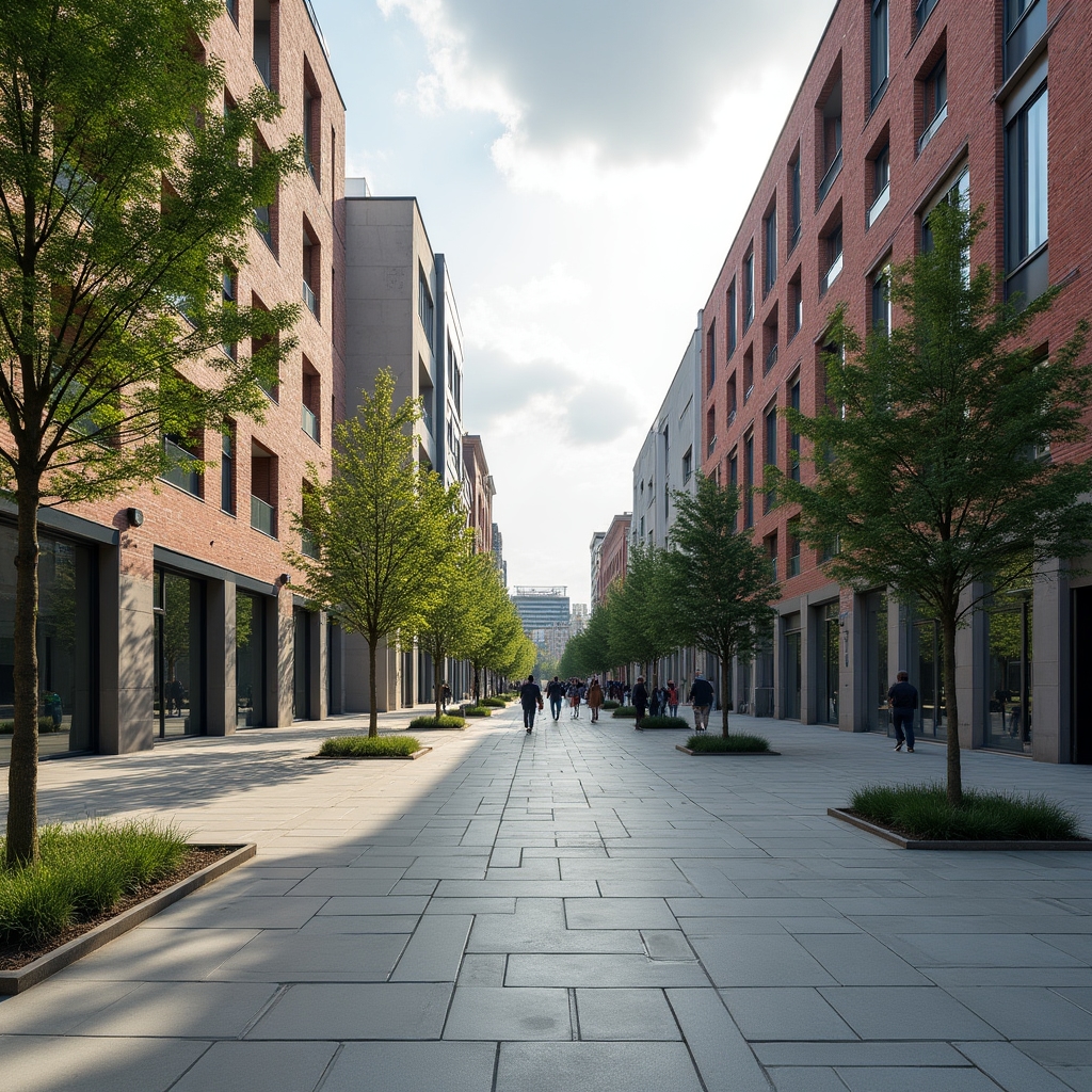 Blick auf eine ruhige Straße in Duisburg mit modernen Gebäuden